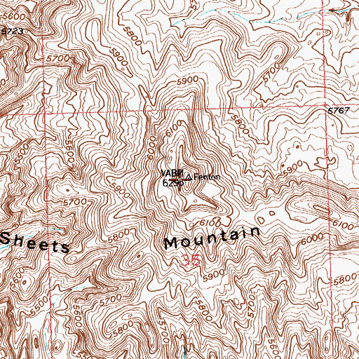 Topographic Map of Sheets Mountain, WY