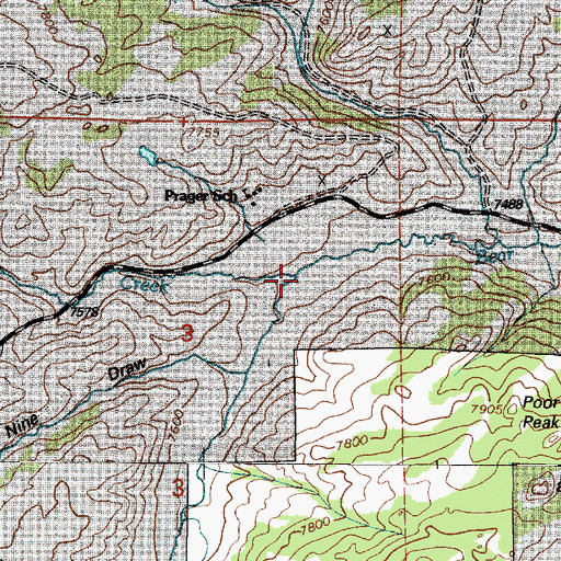 Topographic Map of Sheldon Creek, WY