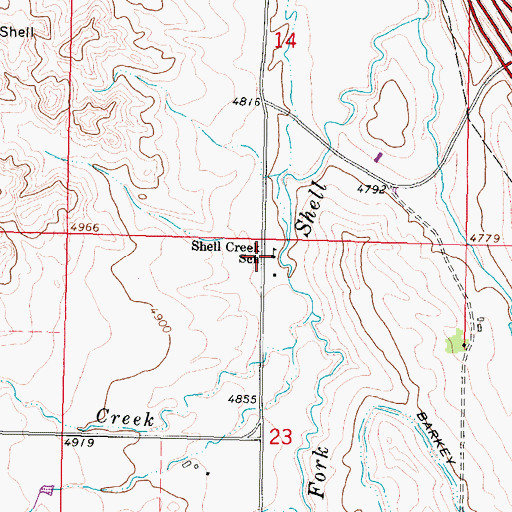 Topographic Map of Shell Creek School, WY