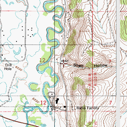 Topographic Map of Shell Hollow, WY