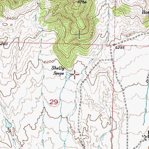 Topographic Map of Shelly Seeps, WY