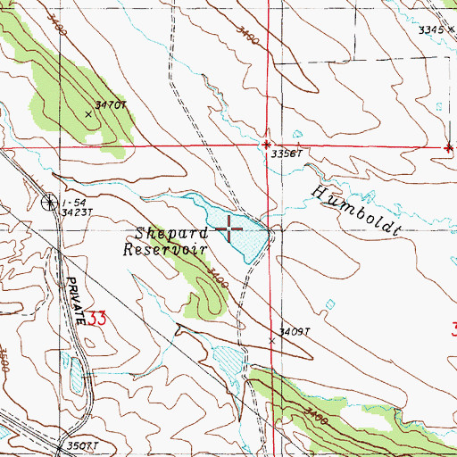 Topographic Map of Shepard Reservoir, WY