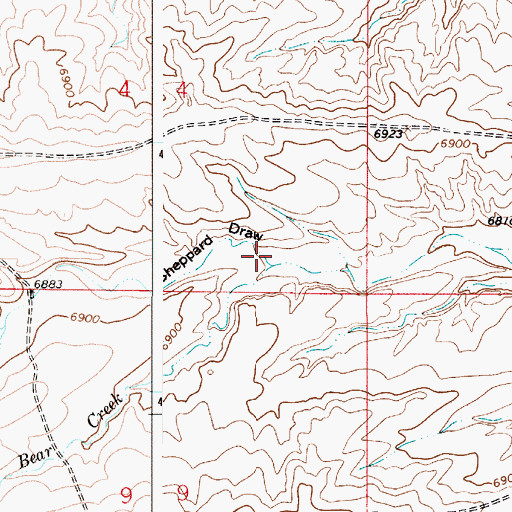 Topographic Map of Sheppard Draw, WY