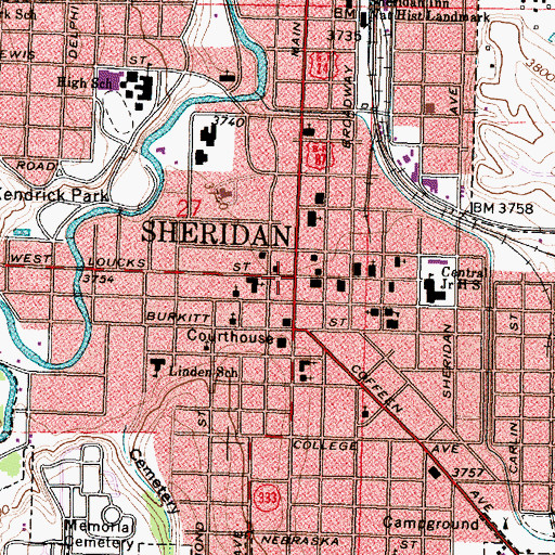 Topographic Map of Sheridan, WY