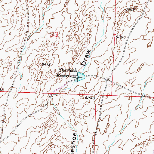 Topographic Map of Sherlock Reservoir, WY
