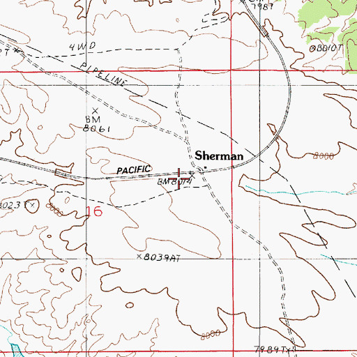 Topographic Map of Sherman, WY