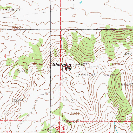 Topographic Map of Sherman Hill, WY
