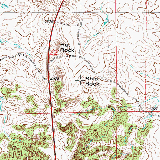 Topographic Map of Ship Rock, WY