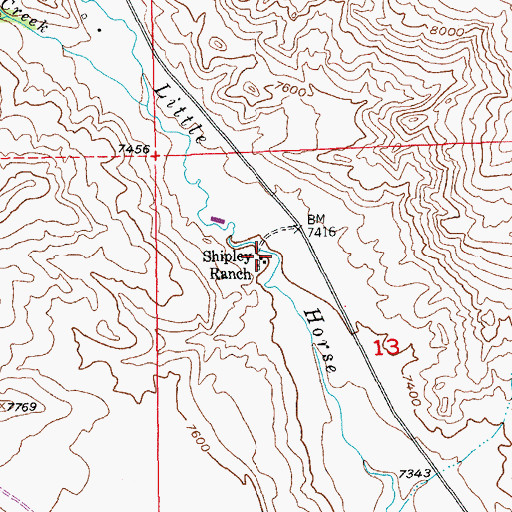 Topographic Map of Shipley Ranch, WY