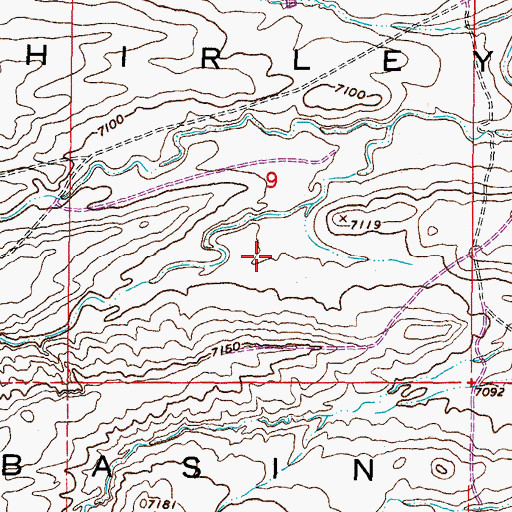 Topographic Map of Shirley Basin, WY