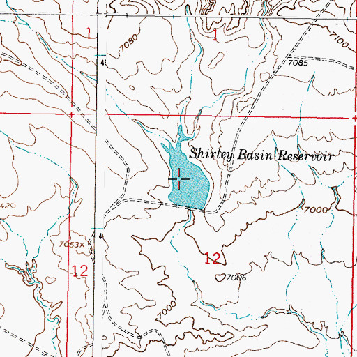 Topographic Map of Shirley Basin Reservoir, WY