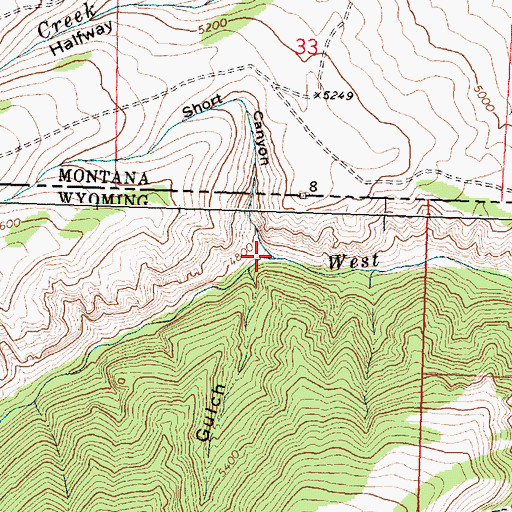 Topographic Map of Short Canyon, WY