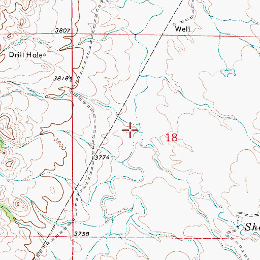 Topographic Map of Short Creek, WY
