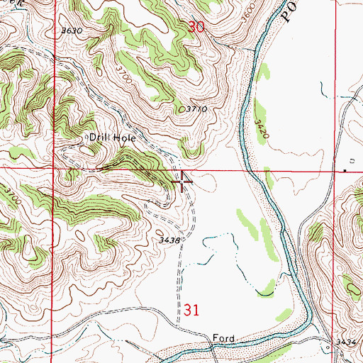 Topographic Map of Short Creek, WY