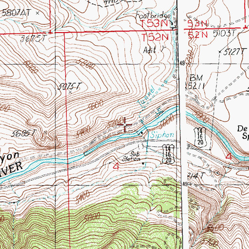 Topographic Map of Shoshone Canyon, WY