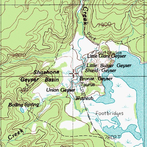 Topographic Map of Shoshone Geyser Basin, WY