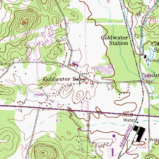 Topographic Map of Coldwater School, AL