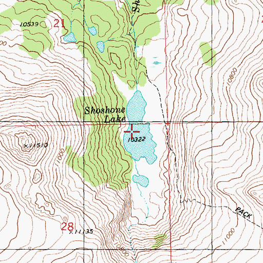 Topographic Map of Shoshone Lake, WY