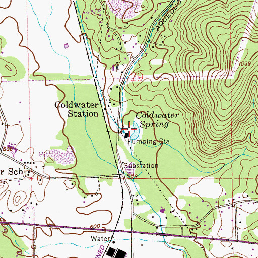 Topographic Map of Coldwater Spring, AL