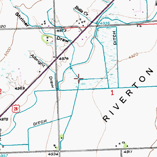 Topographic Map of Shriner Draw, WY