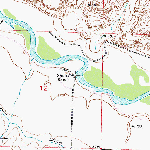 Topographic Map of Shultz Ranch, WY