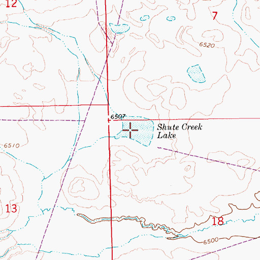 Topographic Map of Shute Creek Lake, WY