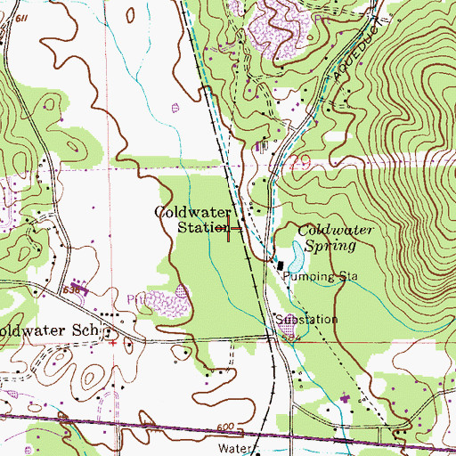 Topographic Map of Coldwater Station, AL