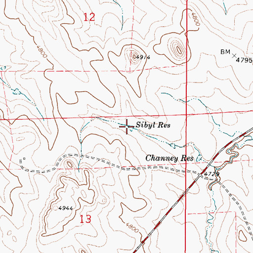 Topographic Map of Sibyl Reservoir, WY