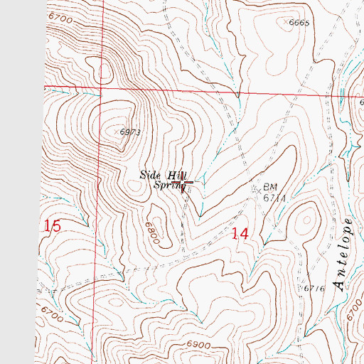 Topographic Map of Side Hill Spring, WY