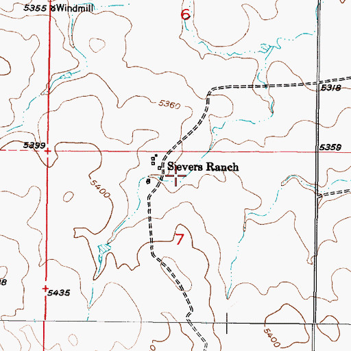Topographic Map of Sievers Ranch, WY