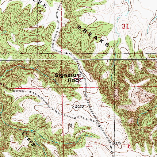 Topographic Map of Signature Rock, WY