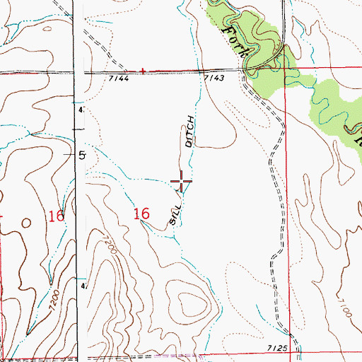 Topographic Map of Sill Ditch, WY