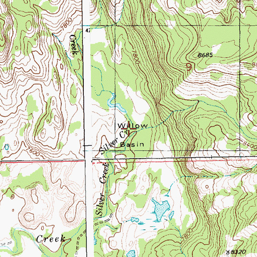 Topographic Map of Silver Creek Canyon, WY