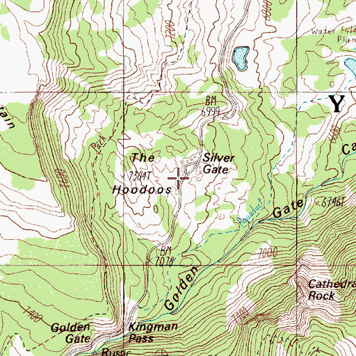 Topographic Map of Silver Gate, WY