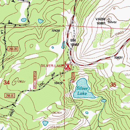 Topographic Map of Silver Lake Campground, WY