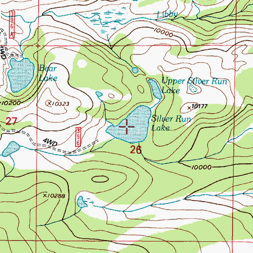 Topographic Map of Silver Run Lake, WY