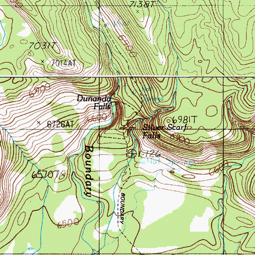 Topographic Map of Silver Scarf Falls, WY