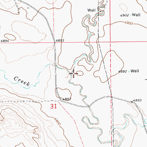 Topographic Map of Silver Springs Creek, WY