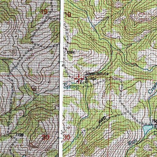 Topographic Map of Silver Spruce Lodge, WY