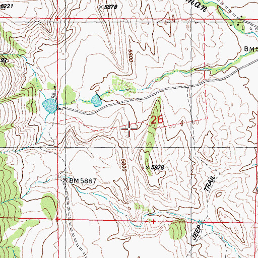 Topographic Map of Simmons Ditch, WY
