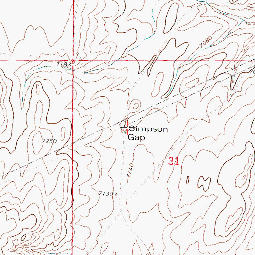 Topographic Map of Simpson Gap, WY