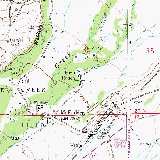 Topographic Map of Sims Ranch, WY
