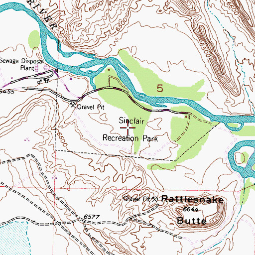 Topographic Map of Sinclair Recreation Park, WY