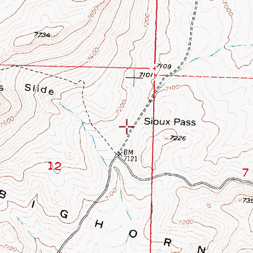 Topographic Map of Sioux Pass, WY