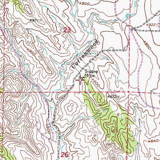 Topographic Map of Sippie Mine, WY