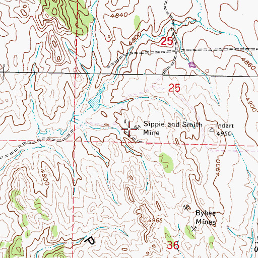 Topographic Map of Sipple and Smith Mine, WY