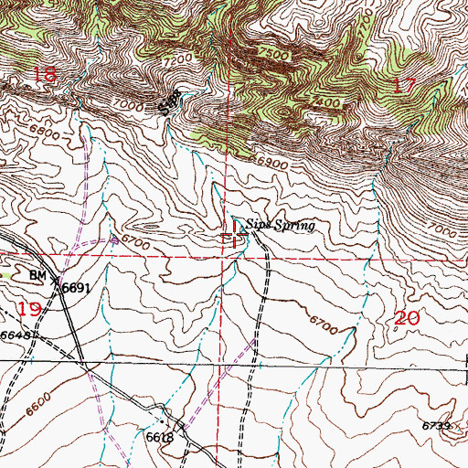 Topographic Map of Sips Spring, WY