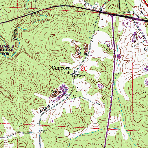 Topographic Map of Concord Church, AL