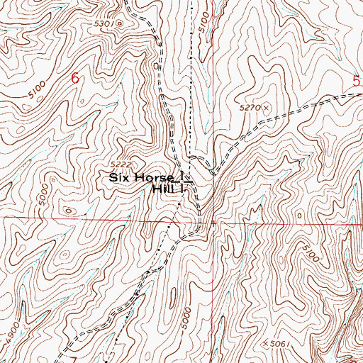 Topographic Map of Six Horse Hill, WY