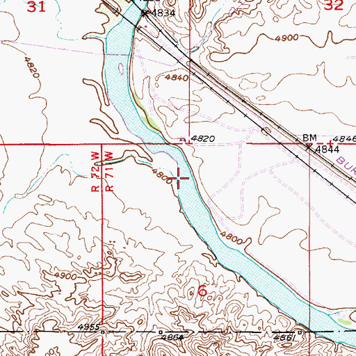 Topographic Map of Sixmile Creek, WY